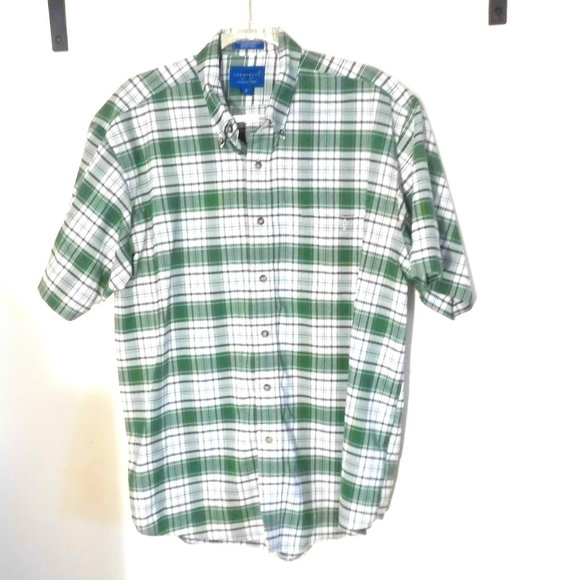 Towncraft Casual Button-Down Top Check Office Travel Men's Size L - Picture 1 of 9